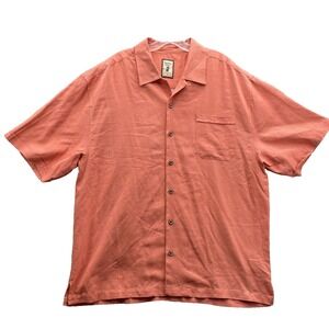 Jamaica Jaxx 100% Silk Shirt XL Orange Hawaiian Island Coastal Casual Beach 90's